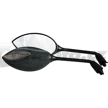 Osvětlení pro motocykl Motocyklové zrcátka F1 s LED diodovými blinkry - karbonové