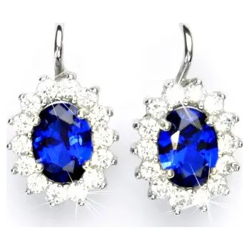 Náušnice Stříbrné náušnice, syntetický spinel, čiré zirkony, Kate, NK 1507