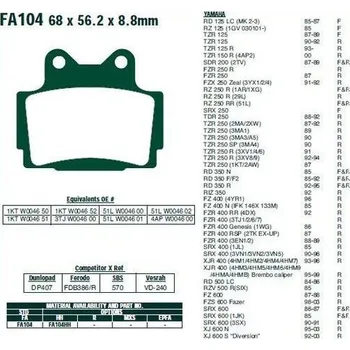 Auto-moto EBC FA104 přední organické brzdové destičky na motorku YAMAHA TZR 125 rok 87-89
