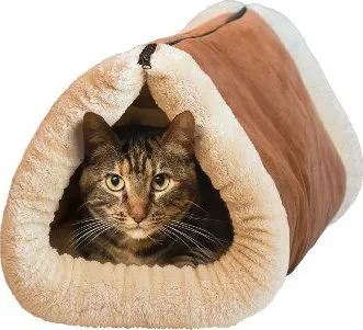 Pelíšek pro kočku Kitty Shack plyšový pelíšek 2 v 1 95 x 55 cm hnědý