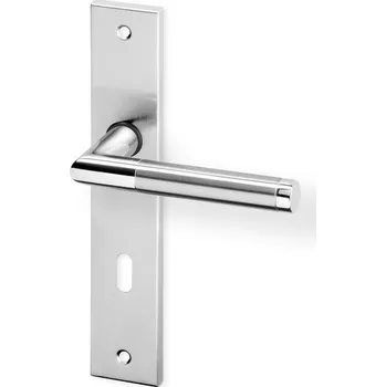 Dveřní kování Dveřní kování LUKA HR ECO nerez (Dveřní kování LUKA HR ECO nerez se štítem s roztečí 72 nebo 90 mm, vhodná pro interiér, pro dozický (obyčejný), cylindrický (fab) zámek, nebo s uzamykací páčkou na WC.)