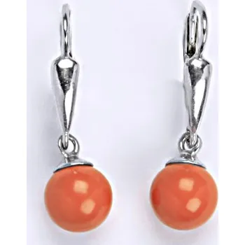 Náušnice Stříbrné náušnice se Swarovski perlou coral 8 mm, NK 1397/20