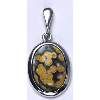 Přívěsek Stříbrný přívěsek, přírodní kámen jaspis oblázkový - P 1454/22 (jaspis 14x10 mm)