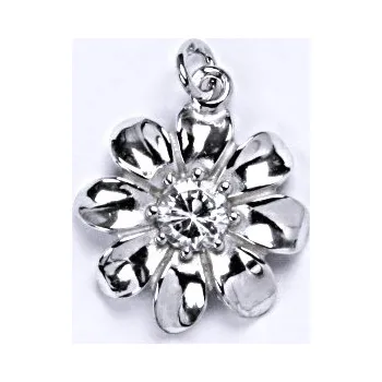 Přívěsek Stříbrný přívěšek s čirým zirkonem, kytička P 1389/ očko
