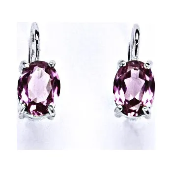 Náušnice Stříbrné náušnice na patent zirkon fuchsia 8x6 mm, NK 1245