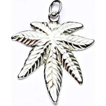 Přívěsek Stříbrný přívěsek, list konopí, přívěšek ze stříbra, P 706