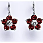 Stříbrné náušnice se Swarovski siam krystaly, NK 1444