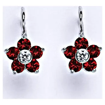 Náušnice Stříbrné náušnice se Swarovski siam krystaly, NK 1444