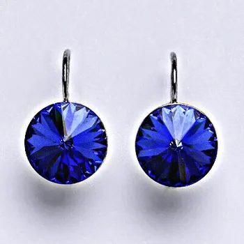 Náušnice Stříbrné náušnice se Swarovski krystaly Rivoli sapphire 12 mm, NK 1468
