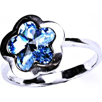 Prsten Stříbrný prsten s krystalem Swarovski (Akvamarin 10 mm)T 1296