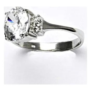 Prsten Stříbrný prsten s čirými zirkony, prstýnek ze stříbra, čirý zirkon, T 1497