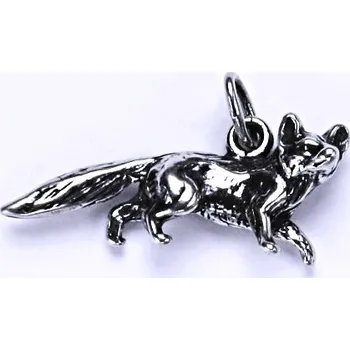 Přívěsek Stříbrný přívěsek s patinou, figurka liška, přívěšek ze stříbra, P 601