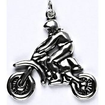 Přívěsek Stříbrný přívěsek s patinou, motocross, motorka, přívěšek ze stříbra, P 233