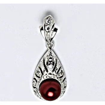 Přívěsek Stříbrný přívěšek s umělou bordó perlou 6 mm, šperk P 1218/1