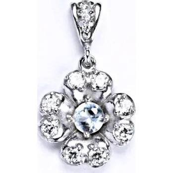 Přívěsek Stříbrný přívěšek s čirými zirkony a akvamarínem, kytička, P 1402/2