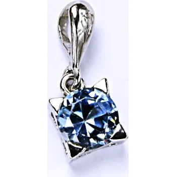 Přívěsek Stříbrný přívěšek, zirkon, akvamarin, šperky se zirkony, přívěsek ze stříbra, P 1269/22