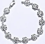 Stříbrný náramek s čirými zirkony, náramek ze stříbra, R 1436