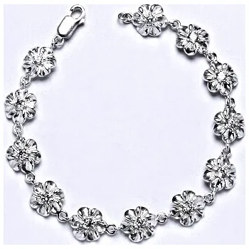 Náramek Stříbrný náramek s čirými zirkony, náramek ze stříbra, R 1436