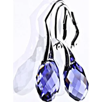 Náušnice Stříbrné náušnice se Swarovski krystaly tanzanit 17 mm, NK 1295