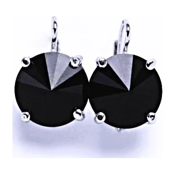 Náušnice Stříbrné naušnice na patent s krystaly Swarovski Rivoli ( barva Jet)NK 1188