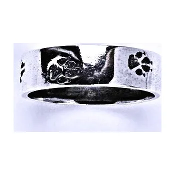 Prsten Stříbrný prstýnek s patinou, psí tlapky prsten T 1335