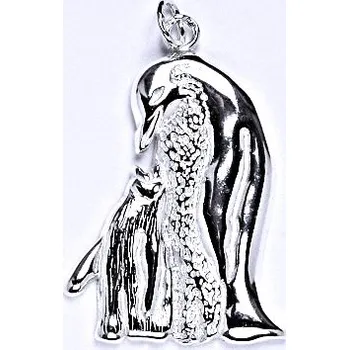 Přívěsek Stříbrný přívěsek, tučňáci, přívěšek ze stříbra, P 993