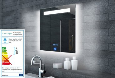 Zrcadlo MILENA 60 s LED osvětlením a hodinami (Zrcadlo MILENA 60 s LED osvětlením a hodinami)