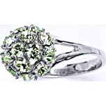 Prsten stříbrný s krystalem Swarovski chryzolitl,šperk T 1337