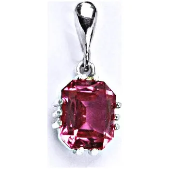 Přívěsek Stříbrný přívěšek se syntetickým růžovým zirkonem, P 1440