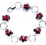 Stříbrný náramek s krystaly Swarovski (fuchsie) R 1296