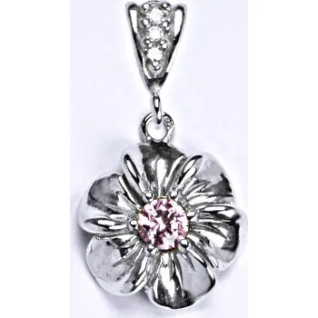 Přívěsek Stříbrný přívěšek s růžovým zirkonem, kytička, P 1434/2
