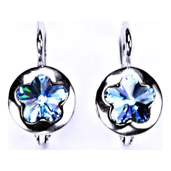 Náušnice Stříbrné náušnice na patent s krystaly Swarovski (kytička 6 mm -akvamarin)NK 1300