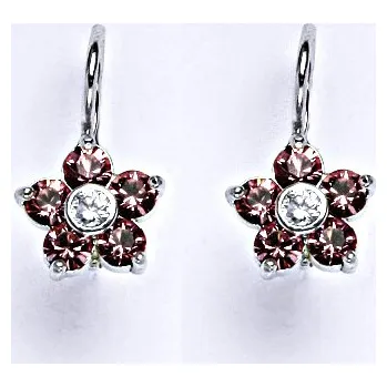 Náušnice Stříbrné náušnice se Swarovski light rose krystaly, NK 1444