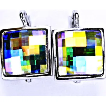 Náušnice Stříbrné náušnice, šperky, Swarovski krystal, patent (AB Crystal)NK 1305