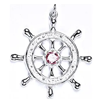 Přívěsek Stříbrný přívěsek se syntetickým růžovým zirkonem, P 960