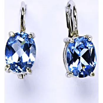 Náušnice Stříbrné náušnice, zirkon, akvamarin, šperky se zirkony, náušnice ze stříbra, NK 1245