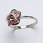 Stříbrný prsten s krystalem Swarovski light rose, kytička, T 1296