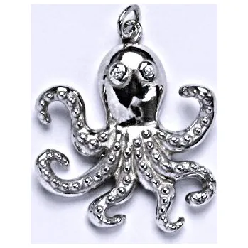 Přívěsek Stříbrný přívěšek s čirým zirkonem, chobotnice, přívěšek ze stříbra, P 1439