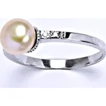 Stříbrný prsten s růžovou přírodní perlou 8 mm, T 1211