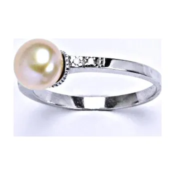 Prsten Stříbrný prsten s růžovou přírodní perlou 8 mm, T 1211