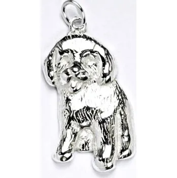 Přívěsek Stříbrný přívěsek,pes bišonek, přívěsek ze stříbra, P 107