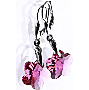 Náušnice Stříbrné naušnice se Swarovski krystaly fuchsie, NK 1313/27