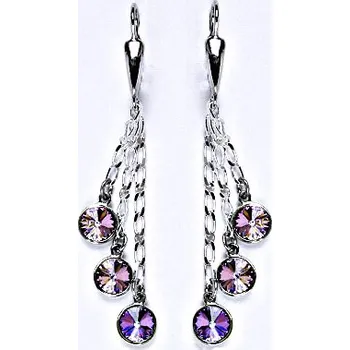 Náušnice Náušnice stříbrné s krystaly Swarovski vitrail light, kolečka na řetízku, NK 1336/3/20