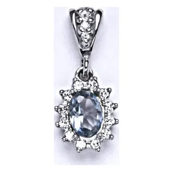 Přívěsek Stříbrný přívěsek Kate, syntetický akvamarin, čiré zirkony, přívěšek ze stříbra, P 1480/2