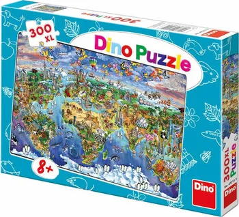 Puzzle Dino Puzzle Ilustrovaná Mapa Světa 300 dílků XL
