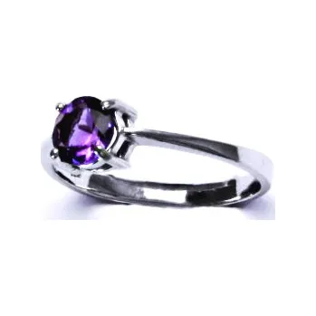 Prsten Stříbrný prsten,přírodní ametyst tmavý,prstýnek ze stříbra, T 1250