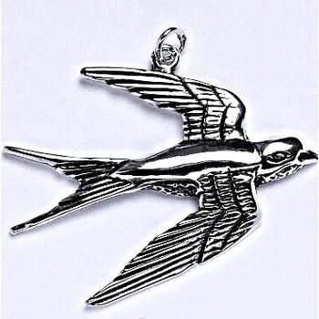 Přívěsek Stříbrný přívěsek s patinou vlaštovka, přívěsek ze stříbra, P 968