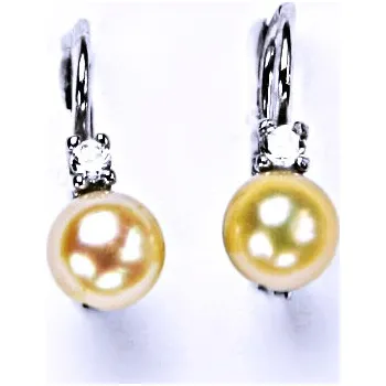 Náušnice Stříbrné náušnice na patent s přírobní lososovou perlou, šperky,NK 1243