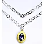 Stříbrný náhrdelník se syntetickým ametystem, 13,83 g