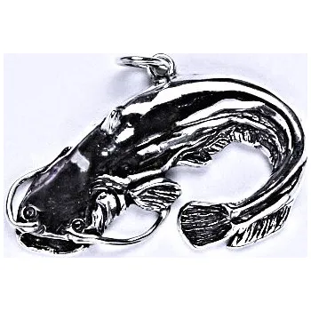 Přívěsek Stříbrný přívěsek sumec velký, přívěsek ze stříbra s patinou, P 951